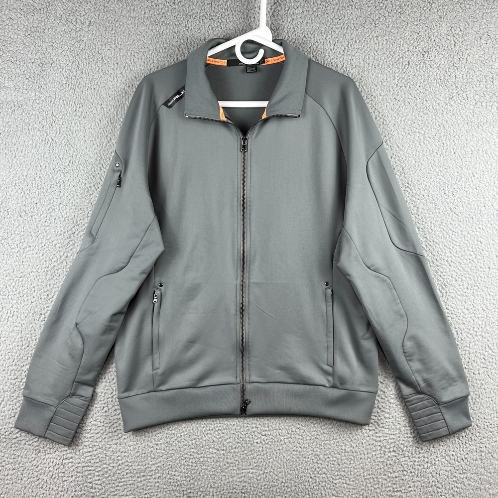 RLX Ralph Lauren Zip Up Jacket Mens Large Gray Full Zip Performance Stretch
